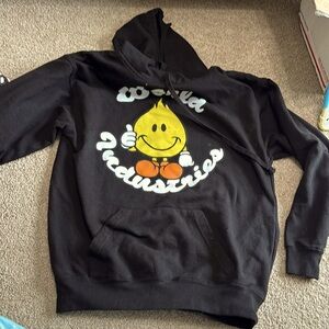 NEW WORLD INDUSTRIES SKATEBOARD FLAMEBOY BLACK PULLOVER HOODIE SWEATSHIRT Size M